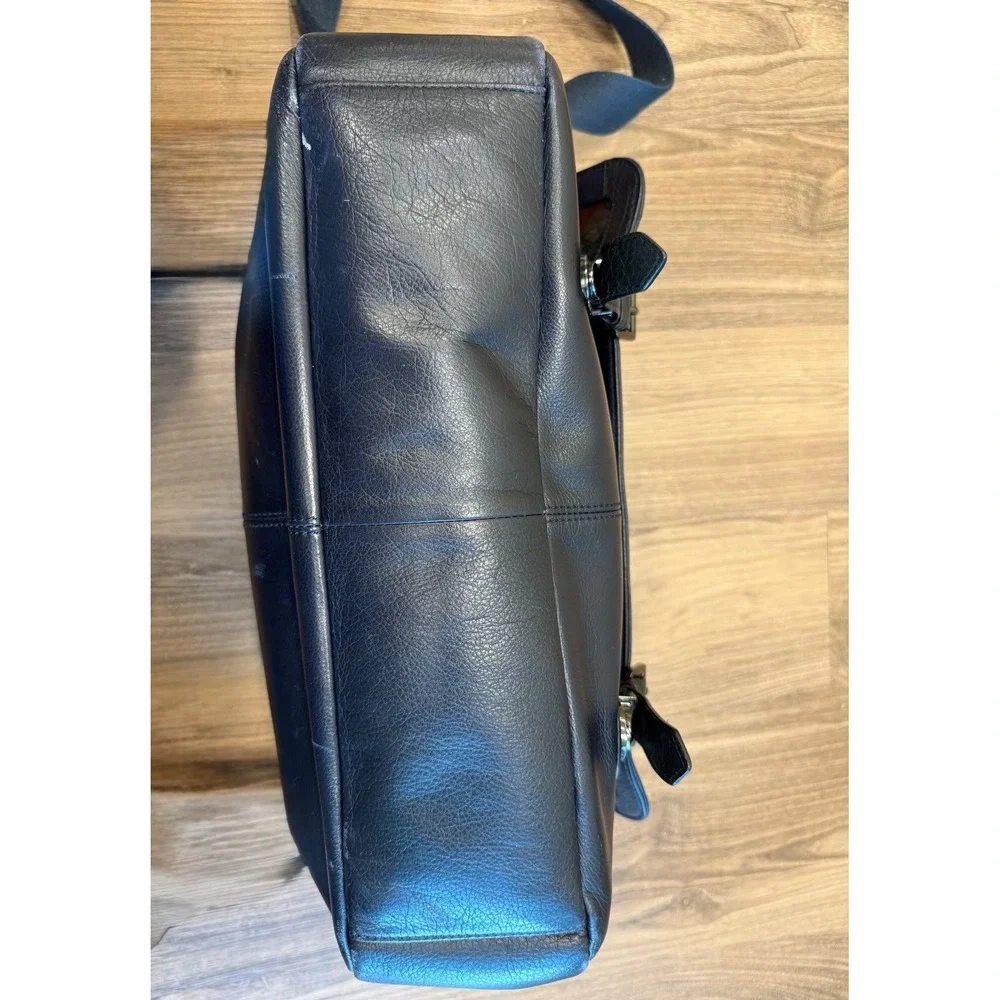 Ted Baker London Mens Blue Leather Messenger Bag Satchel Crossbody Briefcase